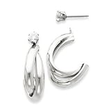 14kw J Hoop with CZ Stud Earring Jackets
