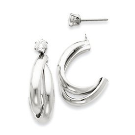 14kw J Hoop with CZ Stud Earring Jackets 14kw J Hoop with CZ Stud Earring Jackets