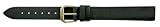 Apollo 18mm extra long black leather watch strap with a stitched edge and a nubuck lining