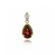 Genuine Garnet & Diamond Dangle Pendant in 10K Solid Yellow Gold