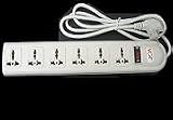 VCT - 220V/240V AC 13A Universal Surge Protector / Power Strip with 6 Universal Outlets. 50Hz/60Hz - 450 Joules. CE Certified. Max. 3250 Watt Capacity - Heavy Duty European Cord