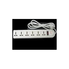 VCT - 220V/240V AC 13A Universal Power Strip / Surge Protector with 6 Universal Outlets. 50Hz/60Hz - 450 Joules. CE Certified. Max. 4000 Watt Capacity - Heavy Duty European Cord