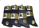 12 Pairs Mens 100% Cotton Dark Assorted Non Elastic socks  / Size 6 -11