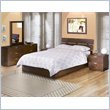 Nexera Nocce Wood Platform Bed 4 Piece Bedroom Set in Truffle