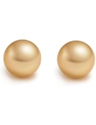 PremiumPearl Collection Quality Golden South Sea Pearl Stud Earrings 18K Yellow Gold