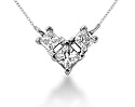0.47CTW Classic Princess Diamond Three Stone Necklace in Platinum