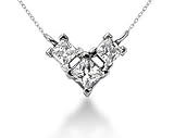 0.47CTW Classic Princess Diamond Three Stone Necklace in 14k White Gold