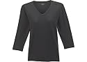 Plus Liz Wear 3/4 Sleeve Top With V-Neck