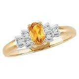 10kt. Gold, Citrine & Diamond Ring