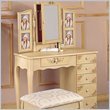 Coaster Hand Painted Wood Makeup Vanity Table Set with Mirror in Ivory