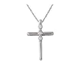 3 Stone Diamond Cross Pendant 10k White Gold