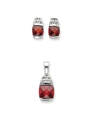 Sterling Silver Brown & Clear CZ Pendant & Earring Set