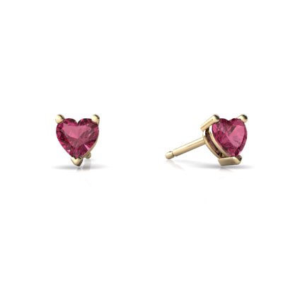 14K Yellow Gold Heart Stud Earrings