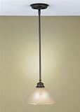 Murray Feiss Pub One-Light Pendant in Oil Rubbed Bronze and Frosted Amber Glass #P1081ORB