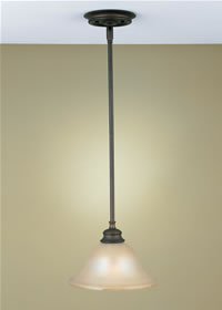 Murray Feiss P1081ORB Pub One-Light Pendant in Oil Rubbed Bronze and Frosted Amber Glass