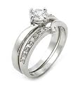 Sterling Silver Engagement or Wedding Band Ring Set Boxed with a 6mm Brilliant Round 1.4ct White Clear CZ Cubic Zirconia Solitaire (Size 7,8)