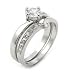 Sterling Silver Engagement or Wedding Band Ring Set Boxed with a 6mm Brilliant Round 1.4ct White Clear CZ Cubic Zirconia Solitaire (Size 8)