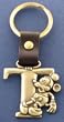 Mickey Mouse Letter T Brass Key Chain Disney
