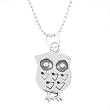 Cute Reversible HOOTIE THE OWL Pendant in Sterling Silver on a 16" Diamond Cut Rhodium Ball Chain, #7973
