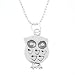 Cute Reversible HOOTIE THE OWL Pendant in Sterling Silver on a 16" Diamond Cut Rhodium Ball Chain, #7973