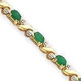 14k Emerald and Diamond Bracelet - 7 Inch - 5mm - Box Clasp