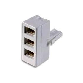 World of Data� - BT Telephone Socket Splitter 3 Way ~ Triple ~ 3 into 1 ~ Plug to Socket ~ White ~ Phone ~ Fax ~ Modem ~ Answer Machine