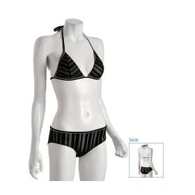Sheer Swimsuit,Sheer Bikini Swimsuit,Sexy Sheer Swimsuit Bikini,Print Sheer Swimsuit,Print Sheer Swimsuit Bikini, Gottex Black Sheer Stripe Triangle Bikini Swimsuit