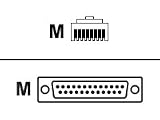 Straight Serial Cable RJ45 To DB25 Male