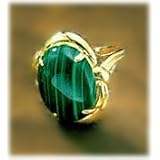 14k Gold Oval Malachite Ring