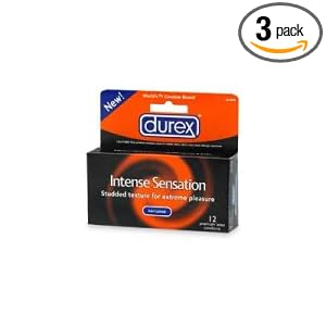 Durex Intense Sensation Lubricated Condoms, 12-Count Boxes (Pack of 3) by 