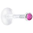 16 Gauge 5/16" Solid 14KT White Gold 2mm Genuine Pink Tourmaline Bioplast Push in Monroe
