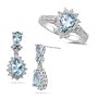 0.84 Ct Diamond & 2.50 Cts Aquamarine Set in 14K White Gold