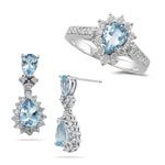 0.84 Ct Diamond and 2.50 Cts Aquamarine Set in 14K White Gold by Mysolitaire