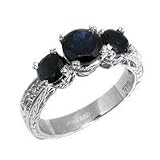 1.5ct Genuine Natural Sapphire Gemstone and Diamond 10k White Gold Ring