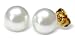 14mm natural color white Australian south sea cultured pearl earring studs set in 18k yellow gold