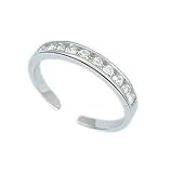 .925 Sterling Silver Toe Ring with CZ Stones