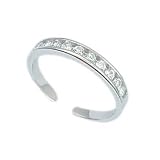 .925 Sterling Silver Toe Ring with CZ Stones