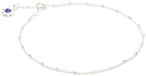 Vinani Fußkettchen blauer Stern 23 cm bis 28 cm Sterling Silber 925 Fußkette FBS
