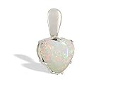 14K White Gold Genuine Heart Opal Pendant