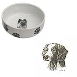 Brittany Spaniel Paw Print Bowl, Porcelain by Rosalinde (7 in. x 2.5 in. deep)