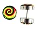 Screw On Cheater Plugs - Spooky Rasta Spiral title=