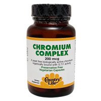 Country Life Chromium 200 mcg Chromemate, Vegetarian Capsules, 50-Count
