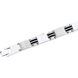 Men's Stainless Steel & Black Rubber Bracelet