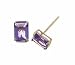14K Yellow Gold Emerald Cut Amethyst Stud Earrings