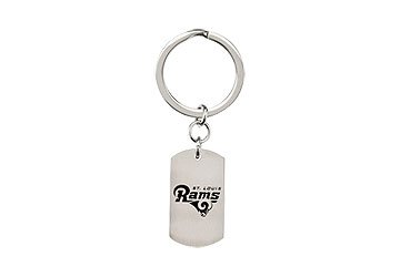 Stainless Steel St. Louis Rams Team Name and Logo Keychain - 34.75MM X 19.75MM