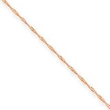 14k Rose Gold 1mm Singapore Chain - 20 Inch - Spring Ring
