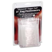 Monarch Marking Products - Refill 2" Tagger Tail Fasteners, 1000/PK, Clear - Sold as 1 PK - 2" Tagger Tail fasteners are designed for use with Monarch Tag Attacher Gun (sold separately). Made of polypropylene with smooth edges to affix tags. Large paddle heads prevent price switching and provide tangle-free operation. Use to attach tags to coats, dresses, sportswear, children