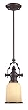 IMAGE OF Landmark 66132-1 Chadwick 1-Light Pendant, Oiled Bronze with Amber Glass, 16-1/2-Inch H; 6-Inch W; 6-Inch Ext