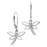 10kt. White Gold, 1/6 ct. tw. Diamond Dragonfly Earrings