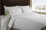 5*Hotel Luxury 100% Cotton Satin Stripe Double Duvet Set in White